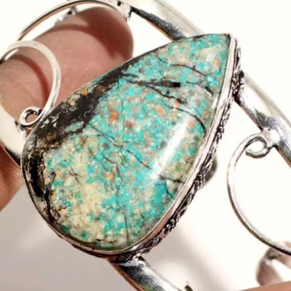 African Turquoise Handcrafted statement Cuff - Picture 5 of 5